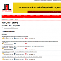 Indonesian Journal of Applied Linguistics : A Journal of First and Second Language Teaching and Learning (Volume 4, No. 1 July 2014)