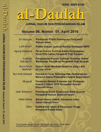 al-Daulah Jurnal Hukum dan Perundangan Islam, Volume 6, No. 1, April 2016