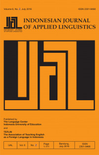 Indonesian Journal of Applied Linguistics : A Journal of First and Second Language Teaching and Learning (Volume 6, No. 2, January 2017)