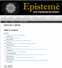 Episteme: Jurnal Pengembangan Ilmu Keislaman Volume 9, No. 1, Juni 2014