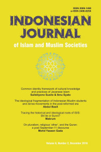 Indonesian Journal of Islam and Muslim Societies Vol. 6 No. 1 is issued in June 2016